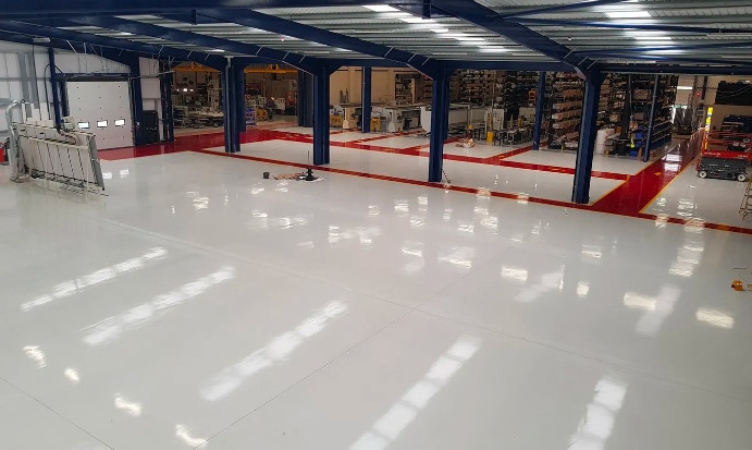 White resin floor