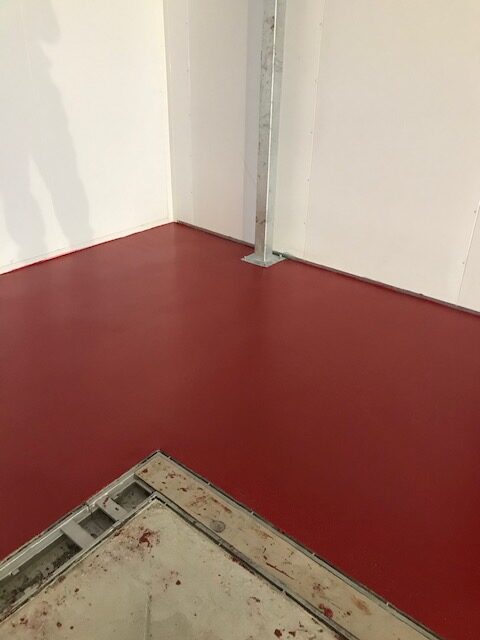 resin floor at meat facility corner